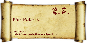 Már Patrik névjegykártya